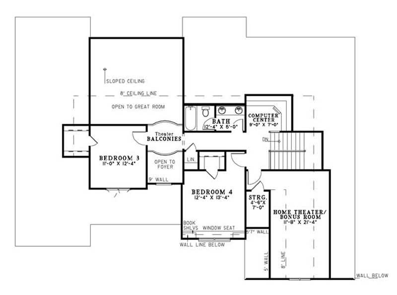 Floor Plan Second Story of Craftsman Plan #153-1757