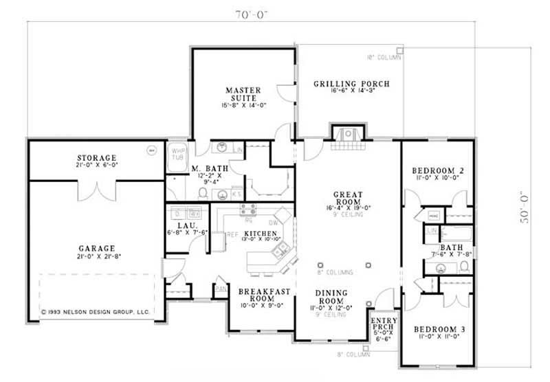 Floor Plan First Story of Cape Cod Plan #153-1760