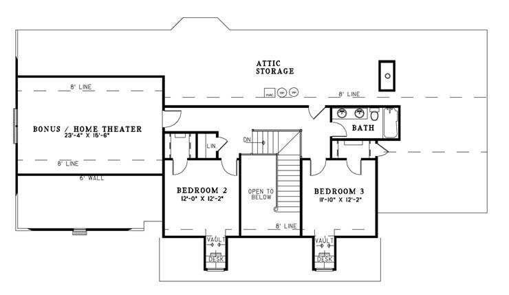 Floor Plan Second Story of Cape Cod Plan #153-1760