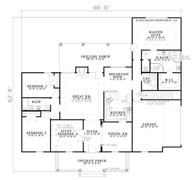 Floor Plan First Story of Ranch Plan #153-1765