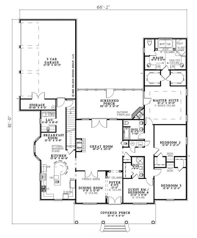 Floor Plan First Story of Colonial Plan #153-1766