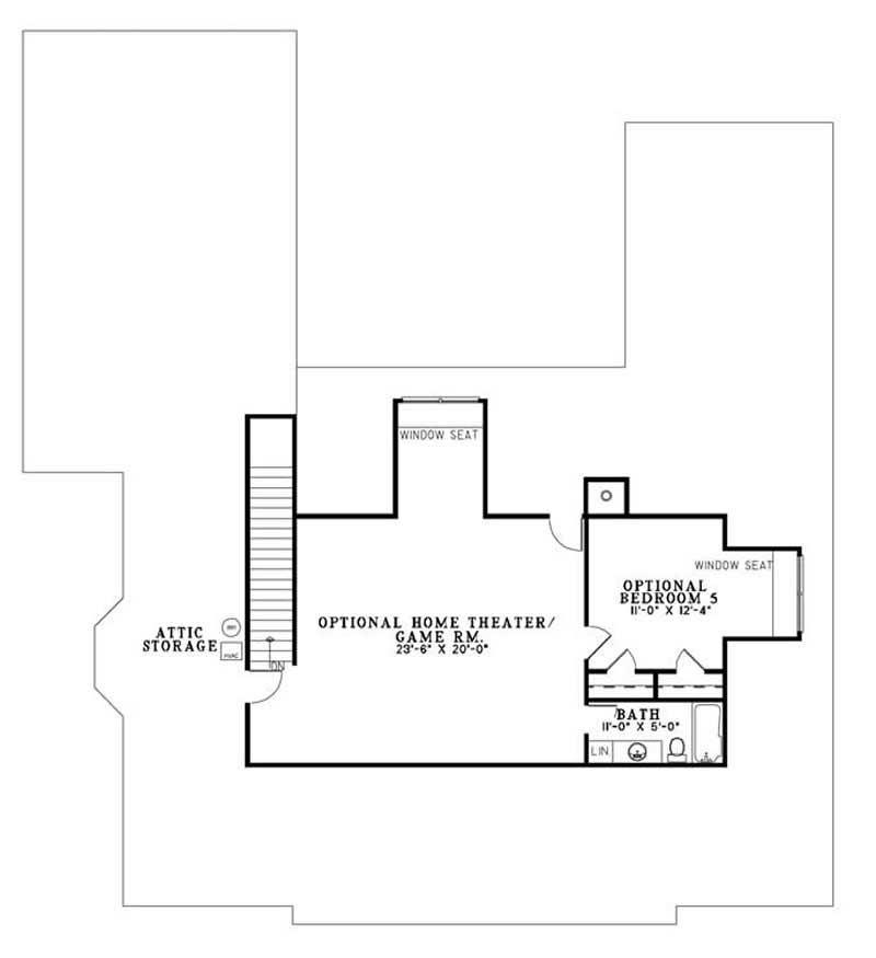 Floor Plan Bonus Room of Colonial Plan #153-1766