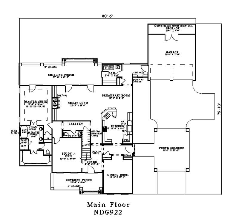 Floor Plan First Story of Colonial Plan #153-1771