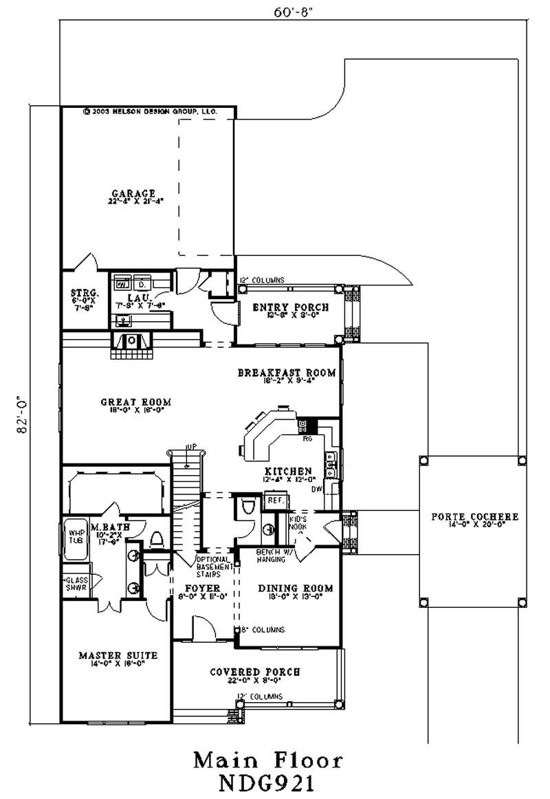 Floor Plan First Story of Colonial Plan #153-1772
