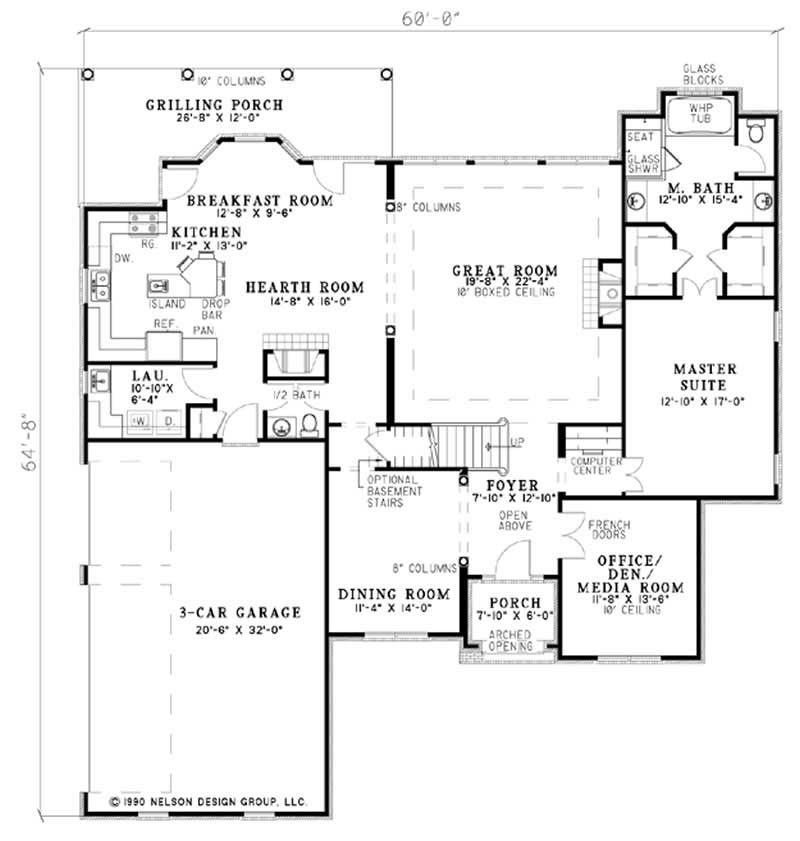 Floor Plan First Story of European Plan #153-1774