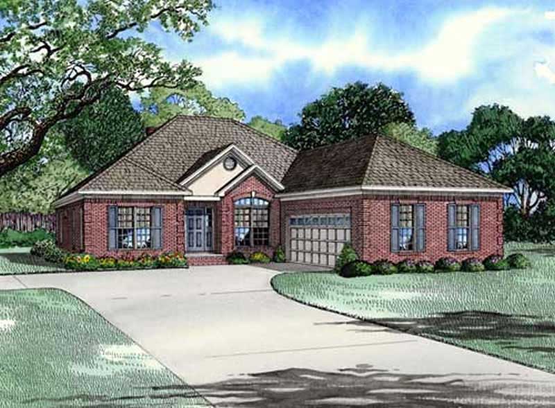 Front elevation of European home (ThePlanCollection: House Plan #153-1776)