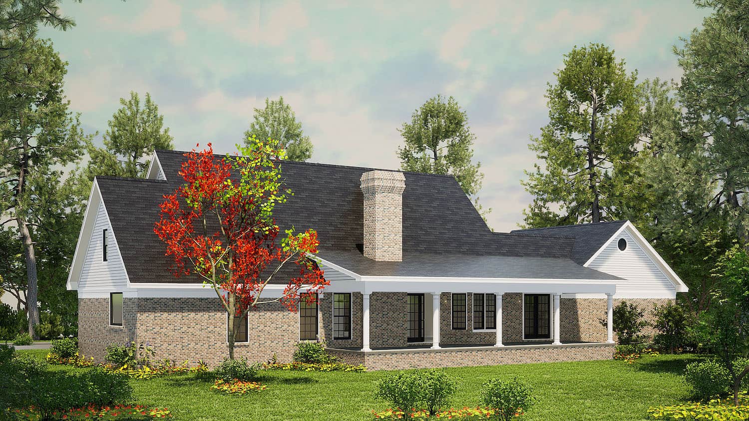 Rear View of this 3-Bedroom, 1853 Sq Ft Plan - 153-1779