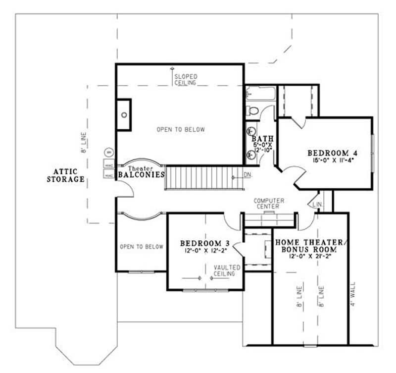 Floor Plan Second Story of Contemporary Plan #153-1782