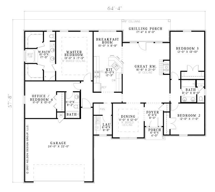 Floor Plan First Story of European Plan #153-1783