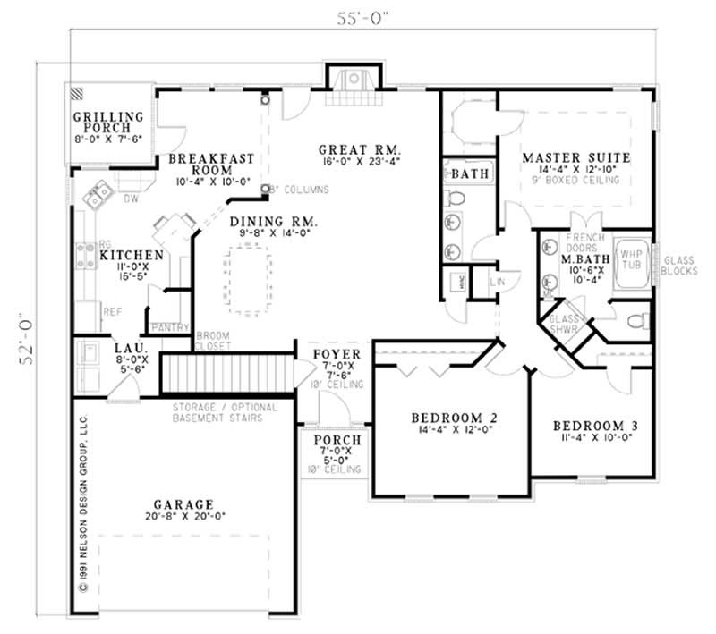Floor Plan First Story of Ranch Plan #153-1784