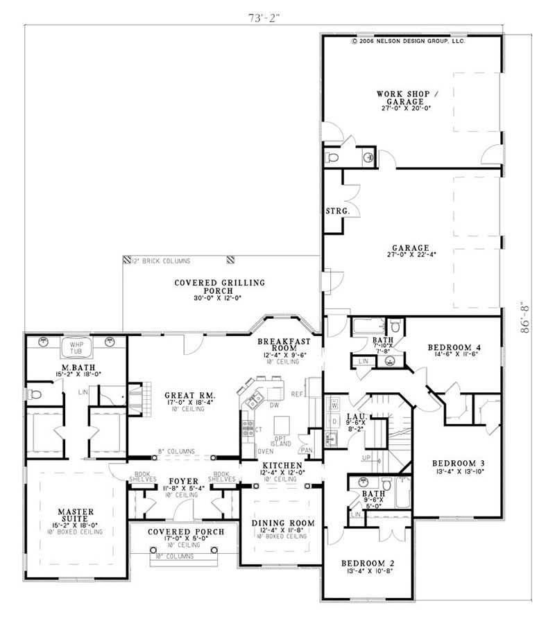 Floor Plan First Story of Country Plan #153-1787