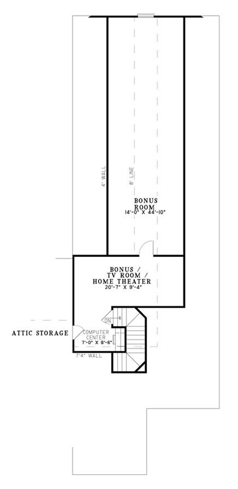 Floor Plan Second Story of Country Plan #153-1787