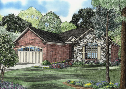 Front elevation of European home (ThePlanCollection: House Plan #153-1789)