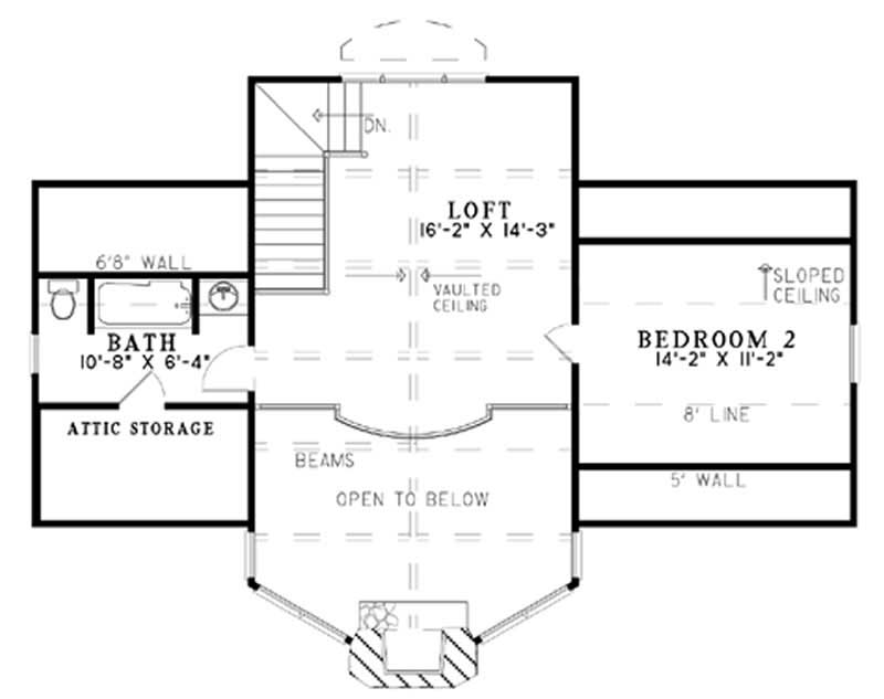 Floor Plan Second Story of Contemporary Plan #153-1791