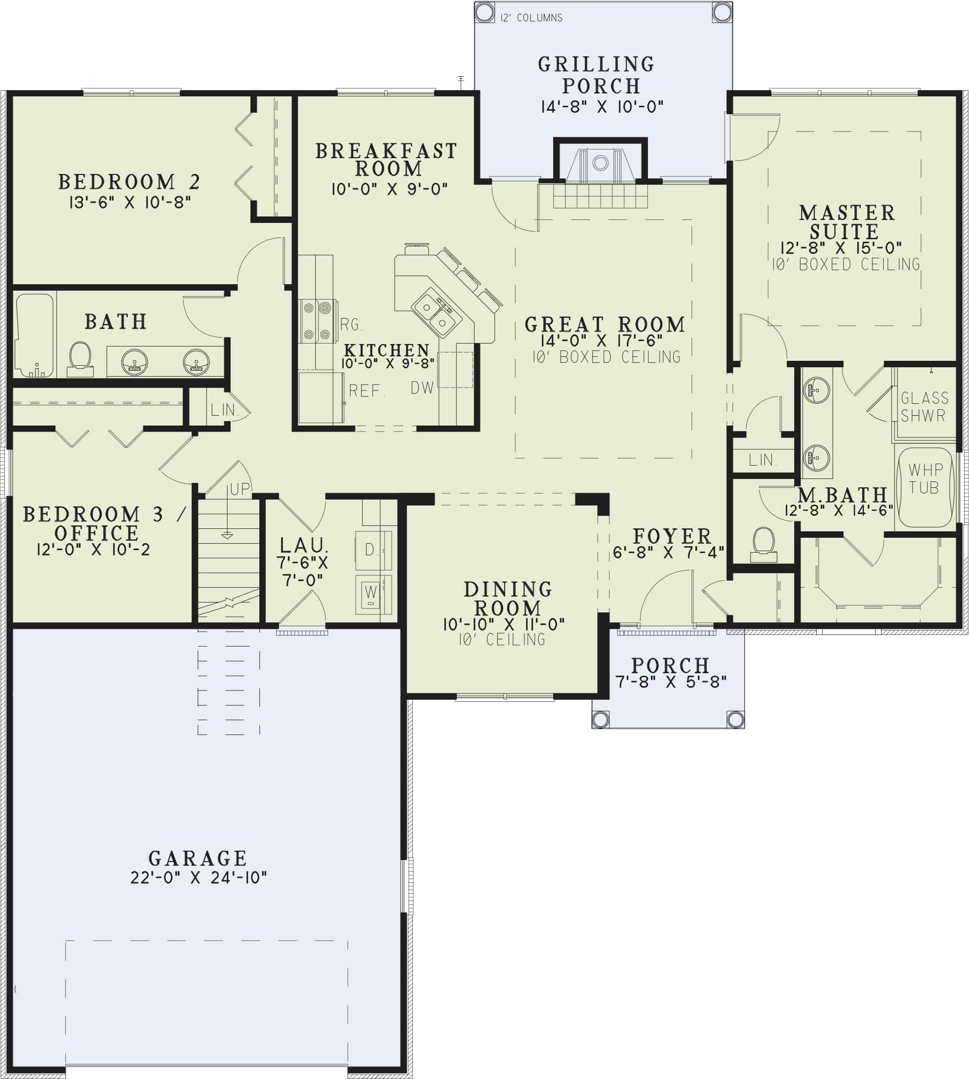 Floor Plan First Story of Craftsman Plan #153-1792