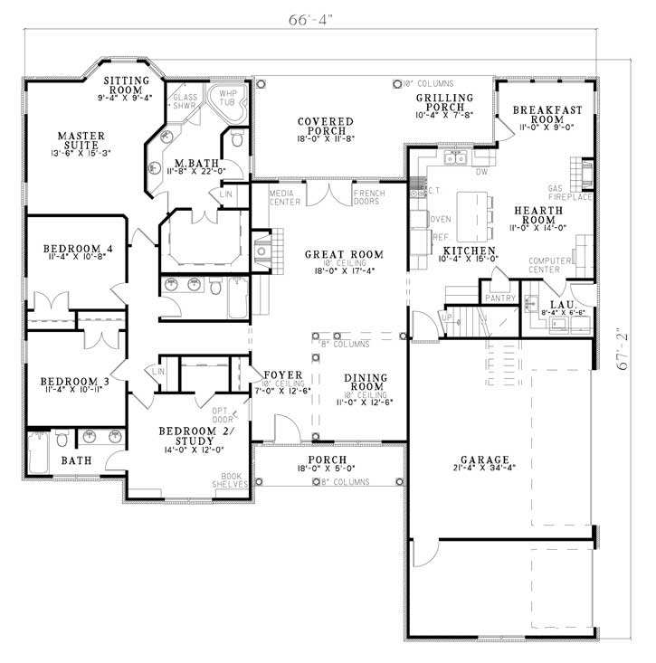 Floor Plan First Story of Contemporary Plan #153-1793