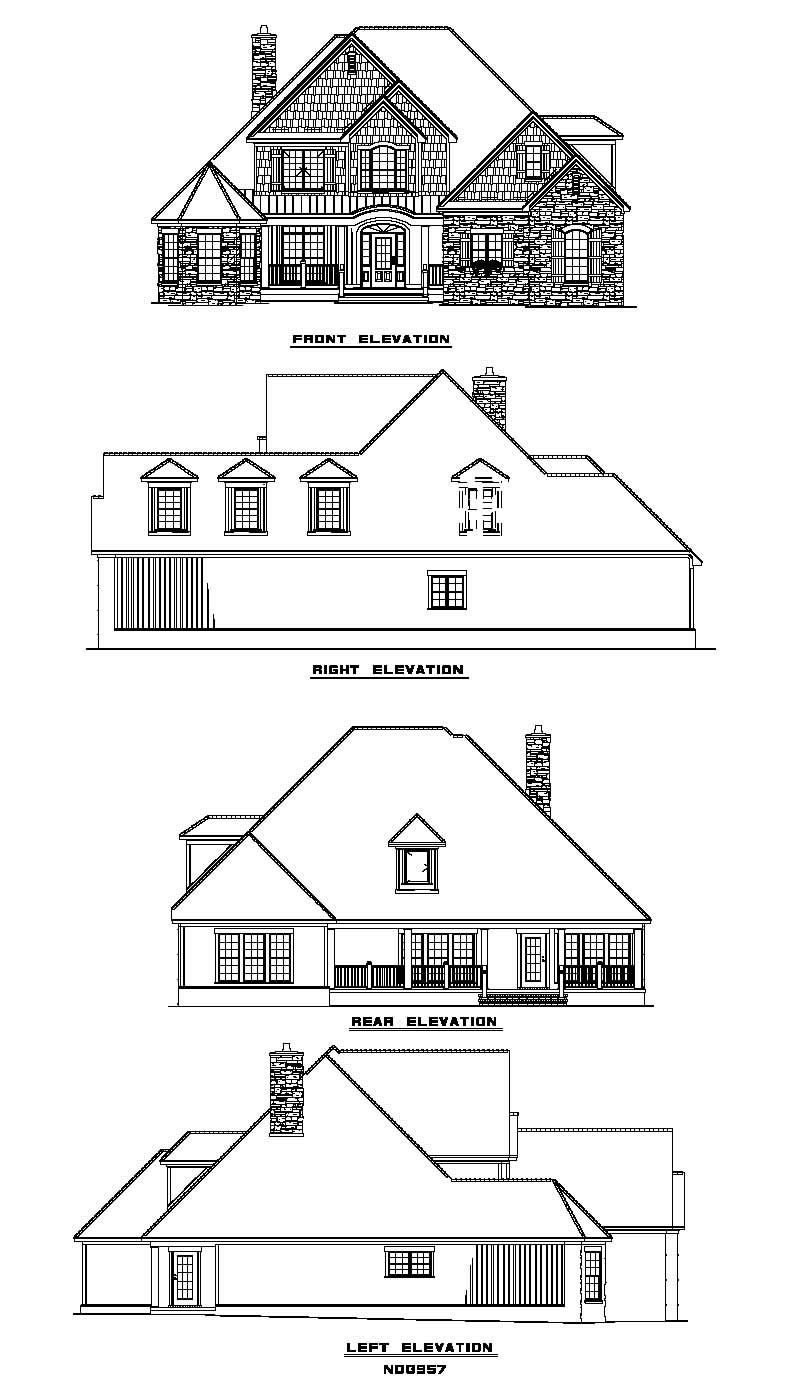 Home Plan Rear Elevation of this 4-Bedroom,2852 Sq Ft Plan -153-1796