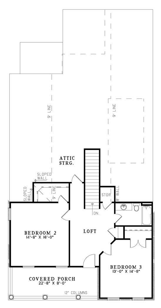 Floor Plan Second Story of Cape Cod Plan #153-1797