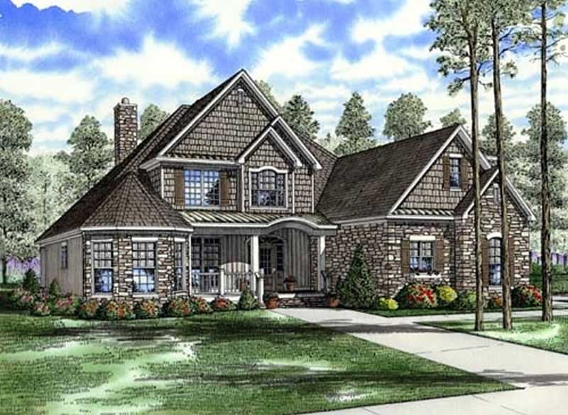Front elevation of Craftsman home (ThePlanCollection: House Plan #153-1798)