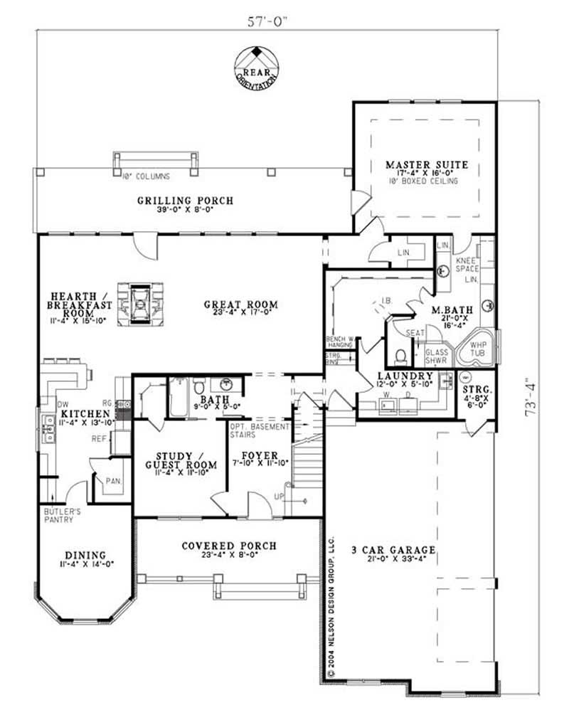 Floor Plan First Story of Craftsman Plan #153-1798