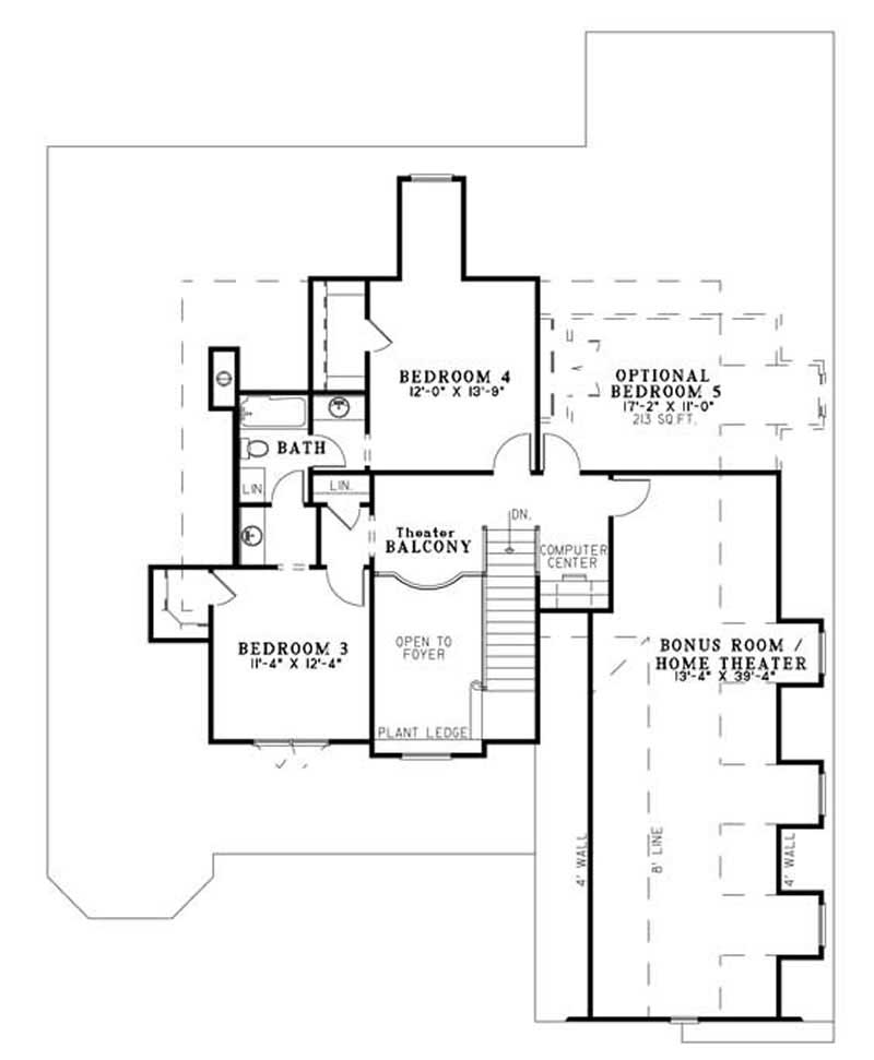 Floor Plan Second Story of Craftsman Plan #153-1798