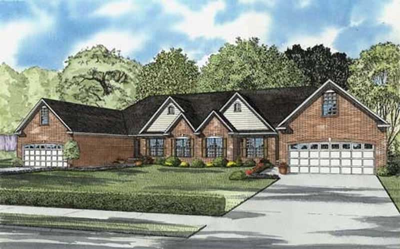 Front elevation of Multi-Unit home (ThePlanCollection: House Plan #153-1799)