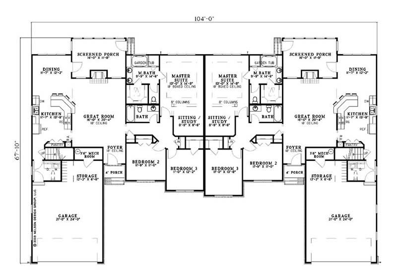 Floor Plan First Story of Multi-Unit Plan #153-1799