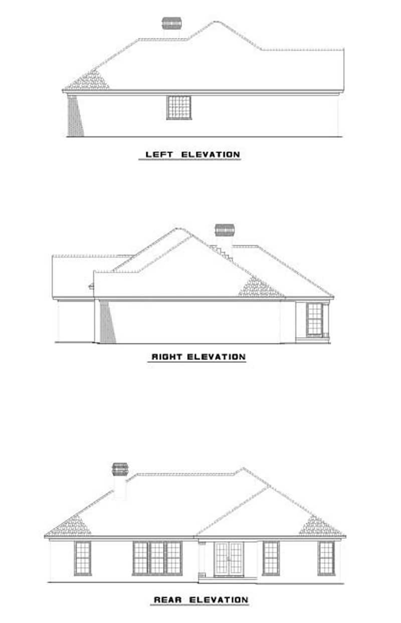 Home Plan Rear Elevation of this 3-Bedroom,1763 Sq Ft Plan -153-1801