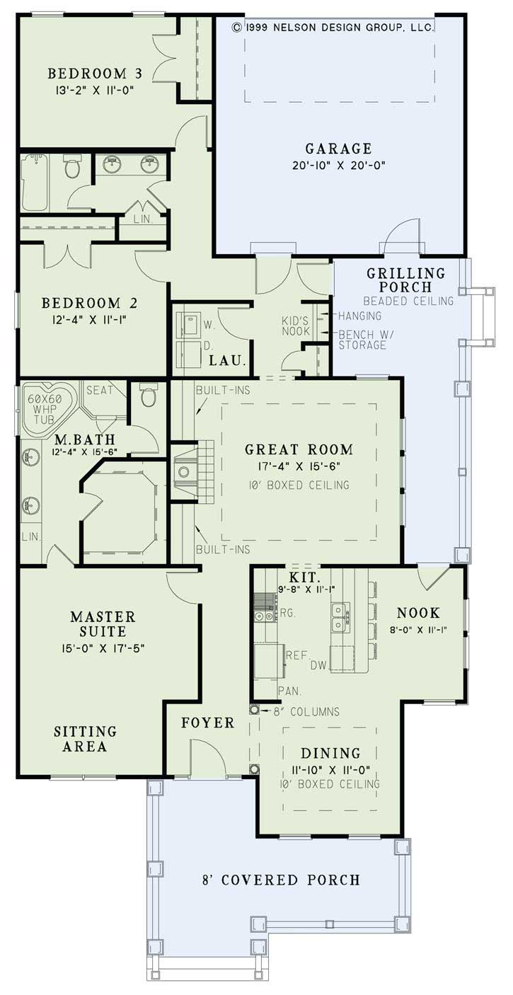 Floor Plan First Story of Country Plan #153-1805
