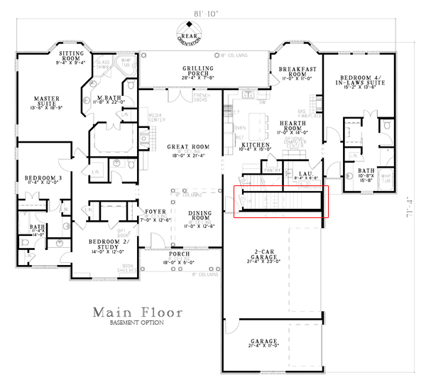 Floor Plan First Story of Country Plan #153-1806