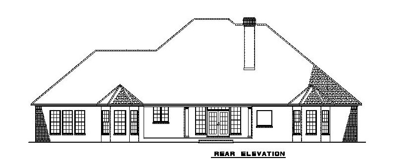 Home Plan Rear Elevation of this 4-Bedroom,2852 Sq Ft Plan -153-1806