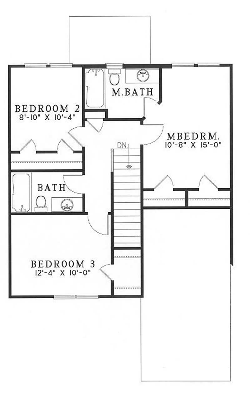 Floor Plan Second Story of Small House Plans #153-1807