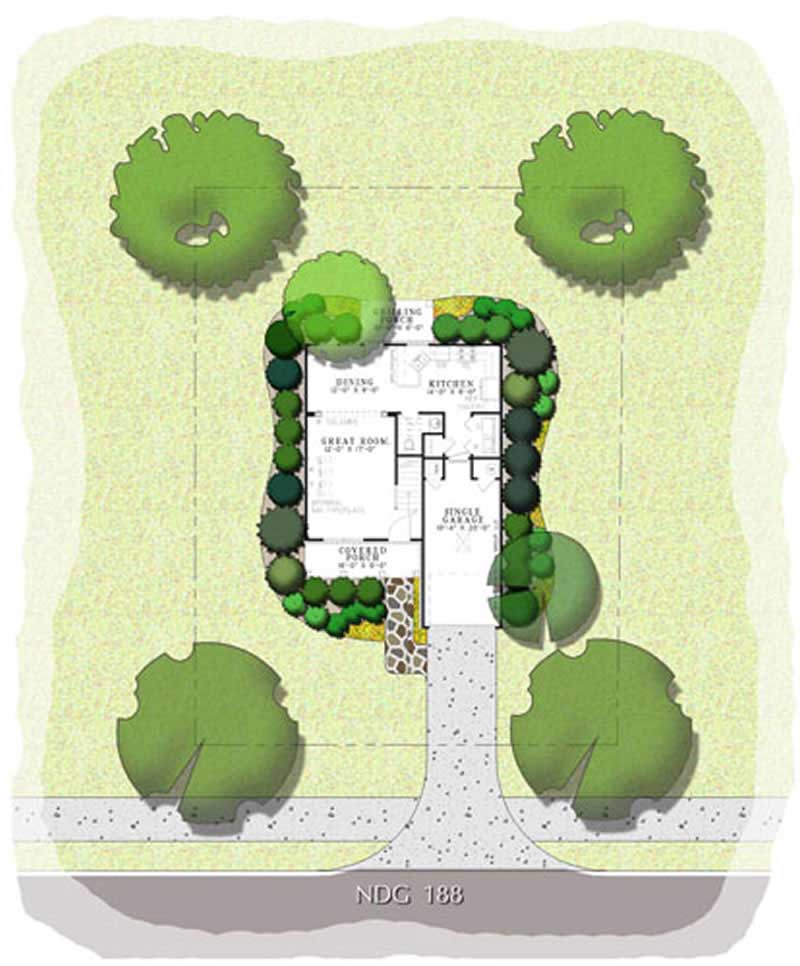 Aerial View of this 3-Bedroom, 1251 Sq Ft Plan - 153-1807