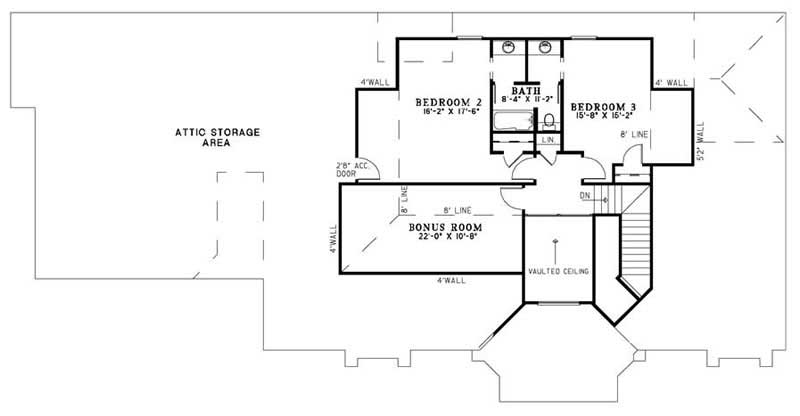 Floor Plan Second Story of Contemporary Plan #153-1808