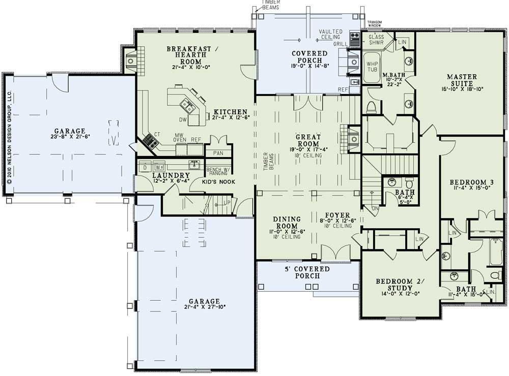 Floor Plan First Story of Country Plan #153-1809
