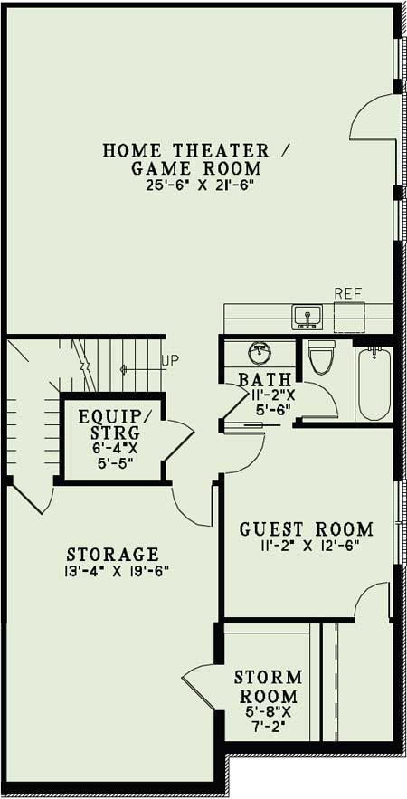 Floor Plan Basement of Country Plan #153-1809