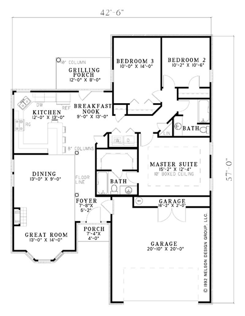 Floor Plan First Story of European Plan #153-1811