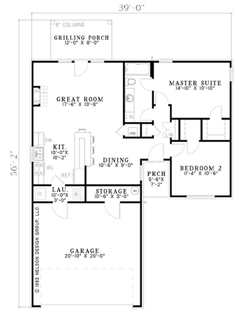 Floor Plan First Story of Ranch Plan #153-1813