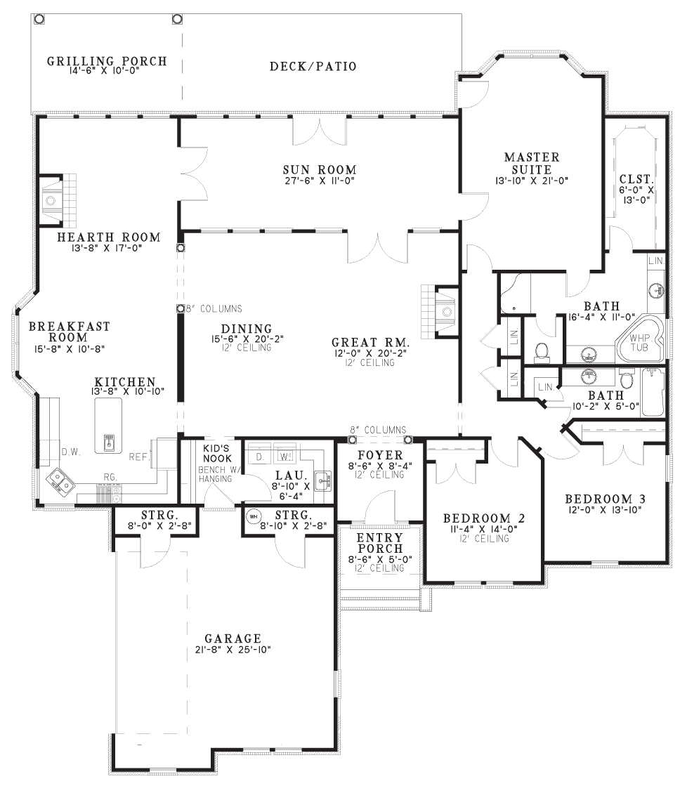 Main Level of Ranch Plan #153-1816
