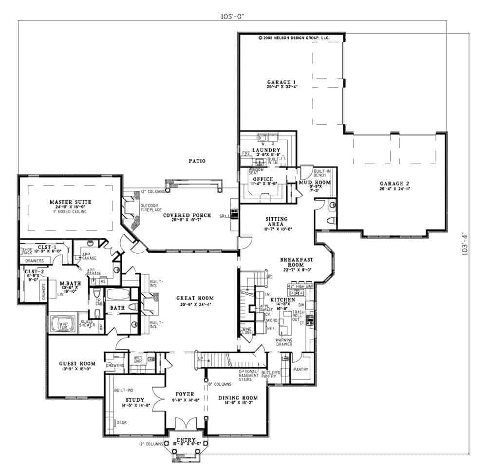 Main Level of Luxury Plan #153-1817