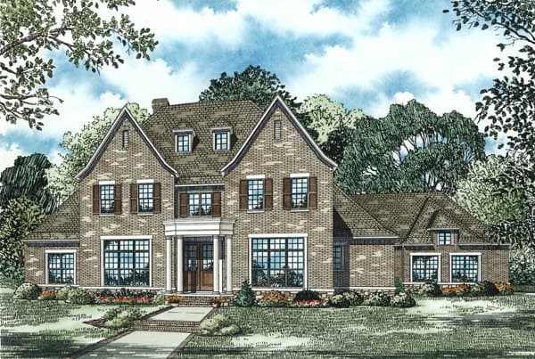 Front elevation of Luxury home (ThePlanCollection: House Plan #153-1817)