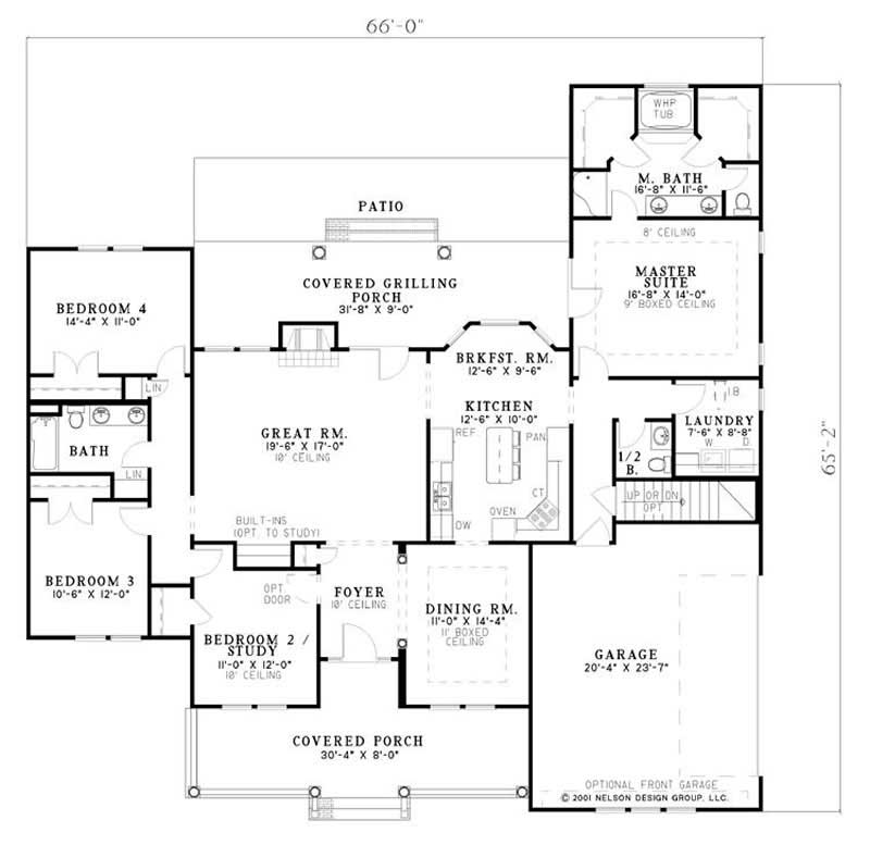 Floor Plan First Story of Southern Plan #153-1821