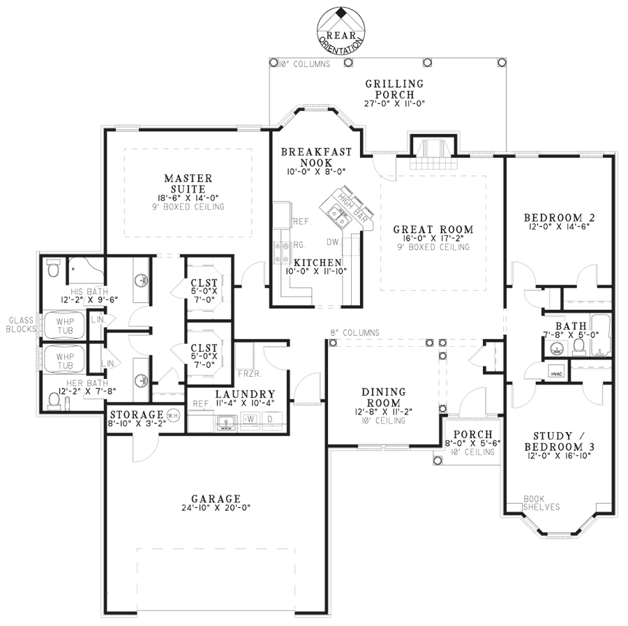 Main Level of Ranch Plan #153-1823