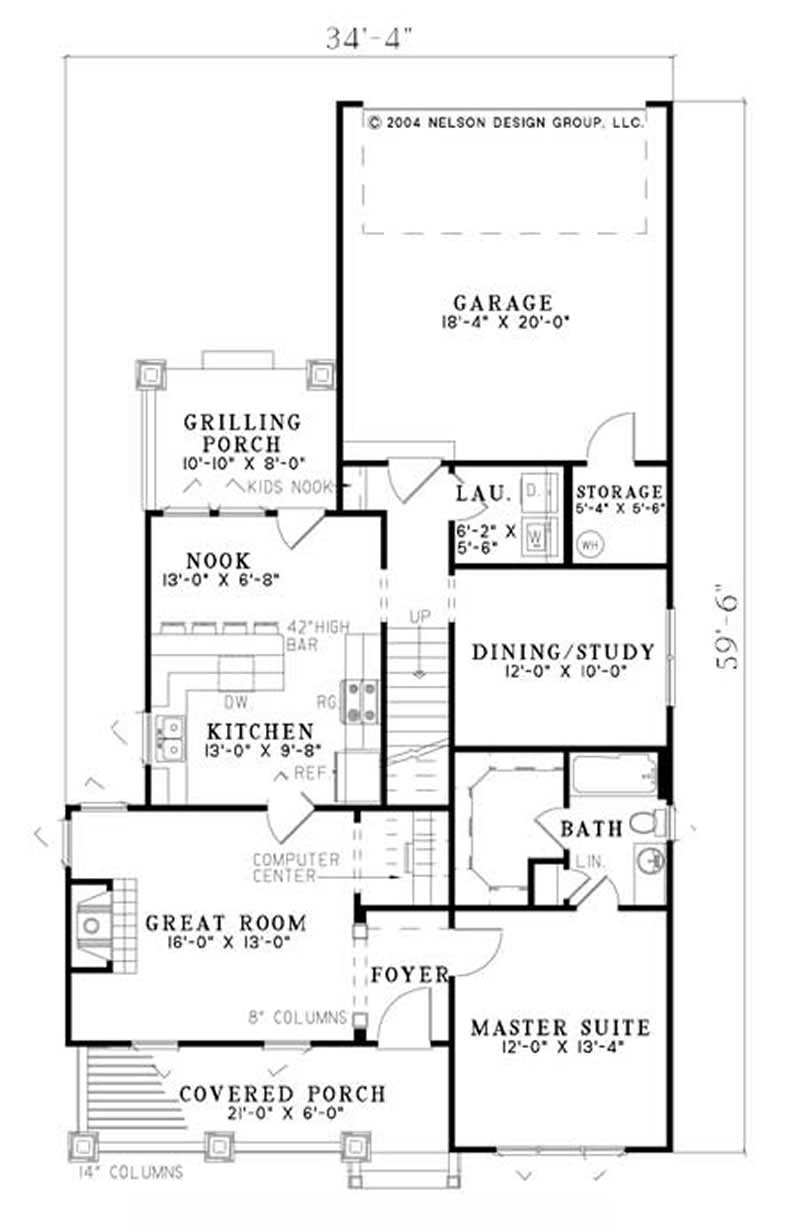 Floor Plan First Story of Country Plan #153-1824
