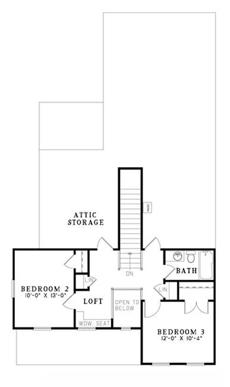 Floor Plan Second Story of Country Plan #153-1824