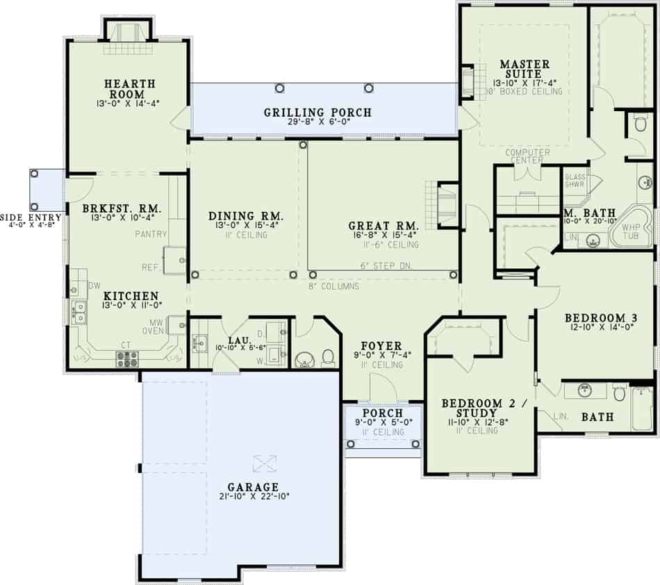 Main Level of Ranch Plan #153-1826