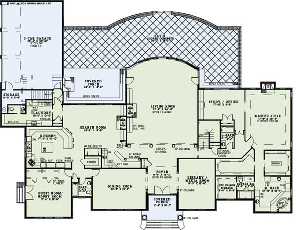 Floor Plan First Story of Shingle Plan #153-1827