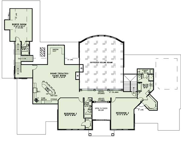 Floor Plan Second Story of Shingle Plan #153-1827