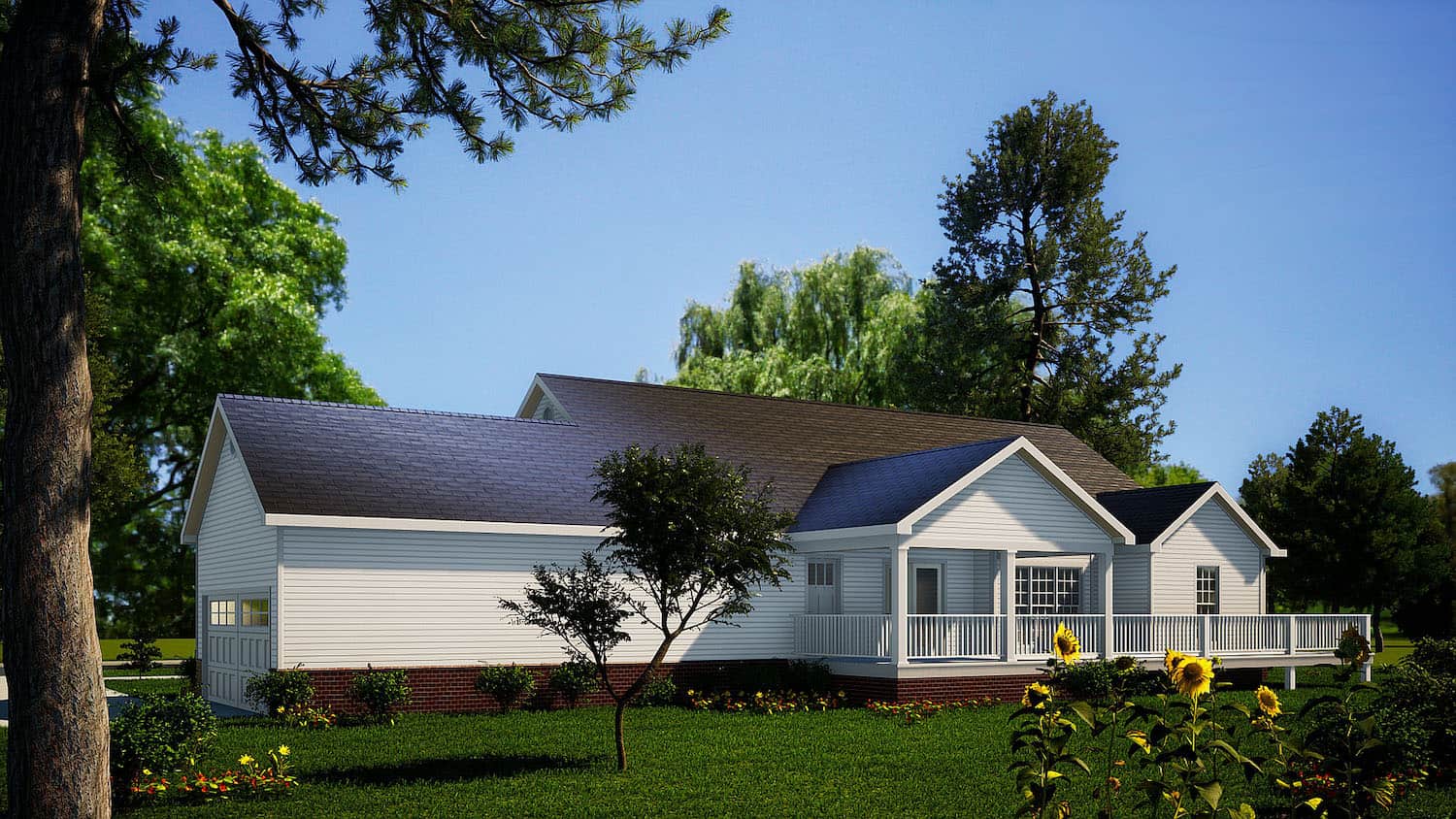 Rear View of this 3-Bedroom, 1921 Sq Ft Plan - 153-1828