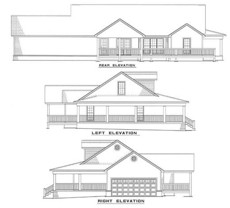 Home Plan Rear Elevation of this 3-Bedroom,1921 Sq Ft Plan -153-1828